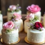 floral topped small wedding cakes