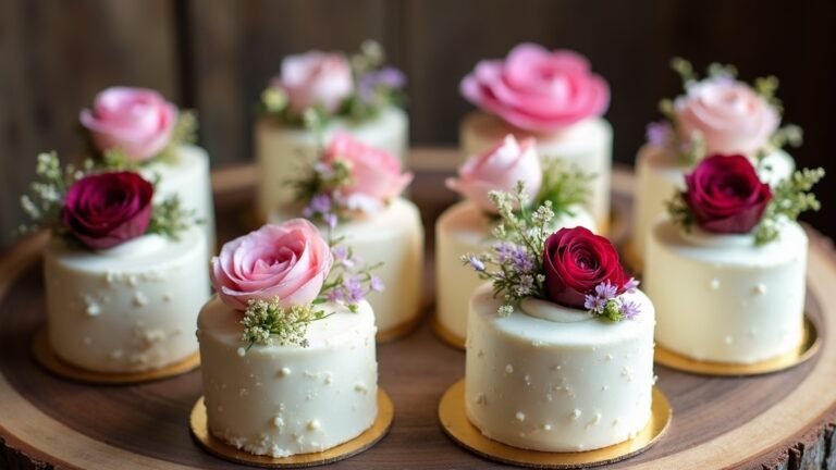 floral topped small wedding cakes