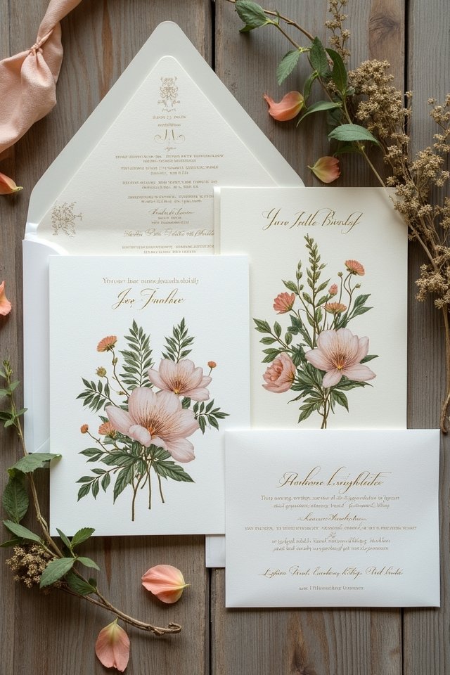 floral vintage wedding invitations