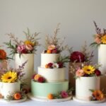 flower adorned boho wedding cakes