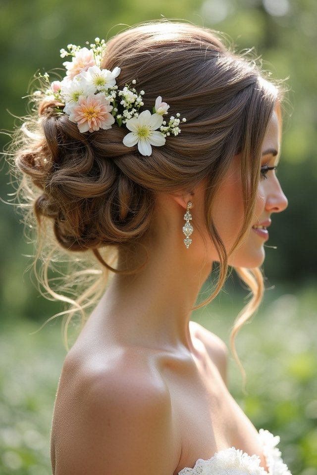 flower filled romantic updo
