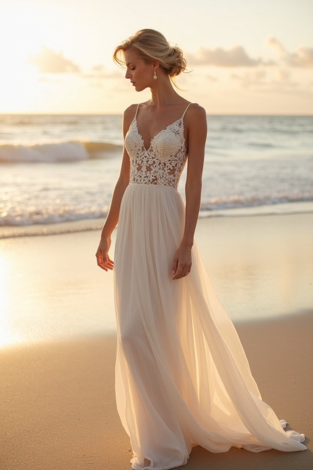 flowing chiffon beach wedding