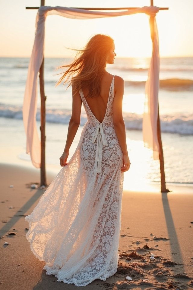 flowing lace beach gown