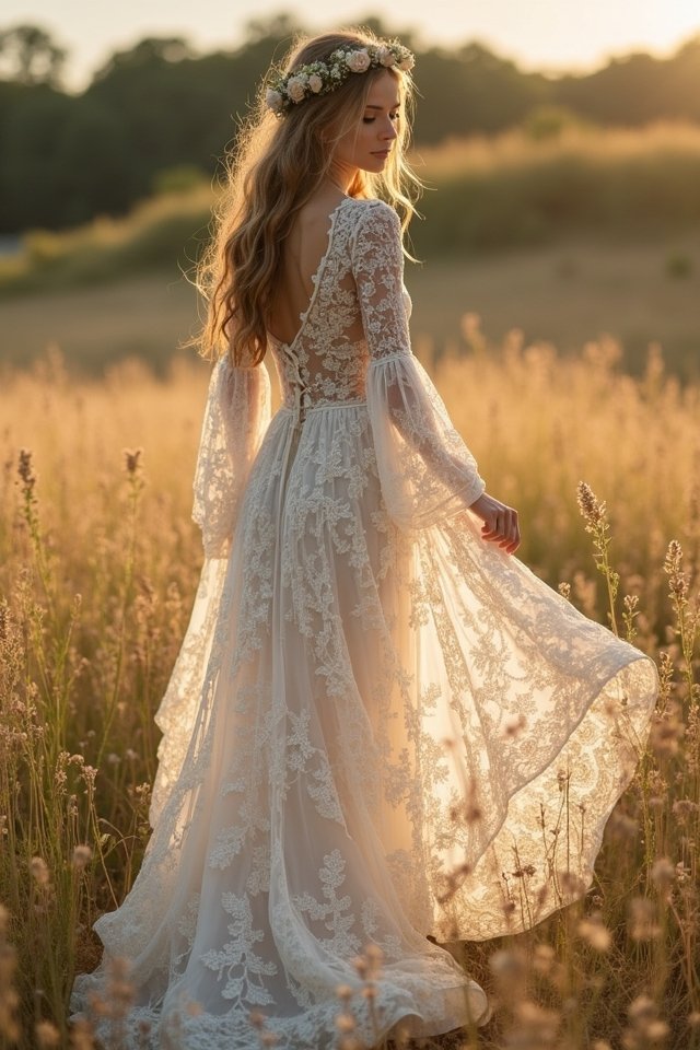 flowing lace gown elegance