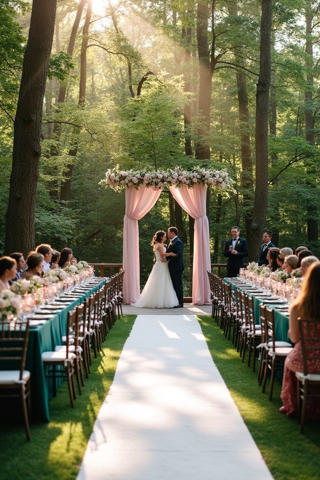 forest green blush pink