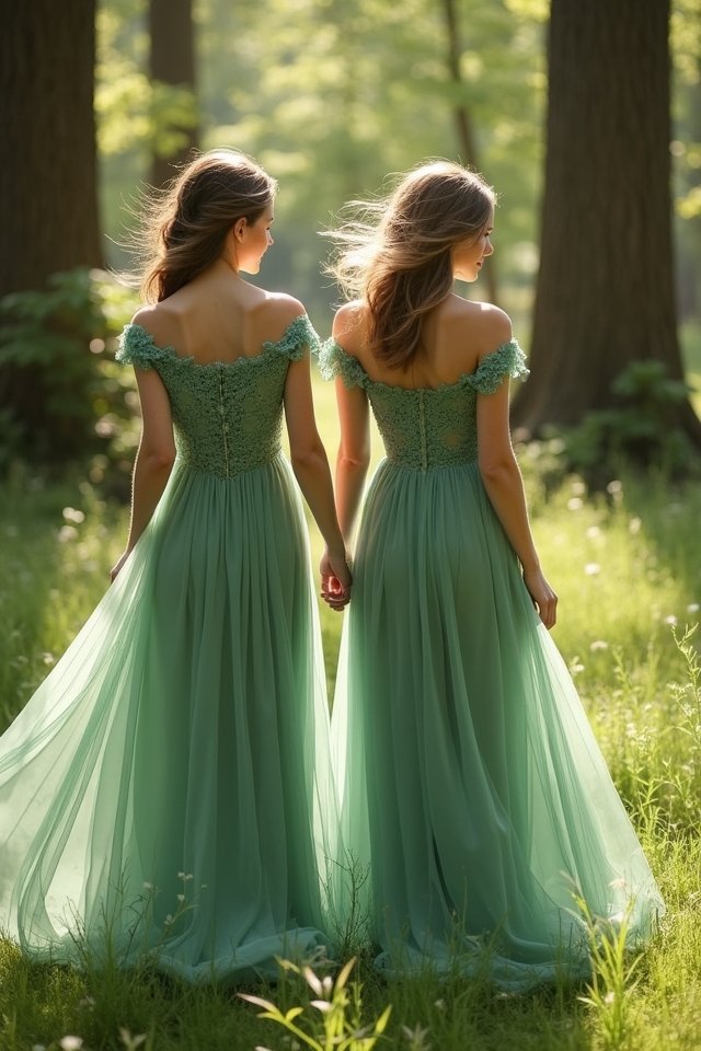 forest green off shoulder elegance
