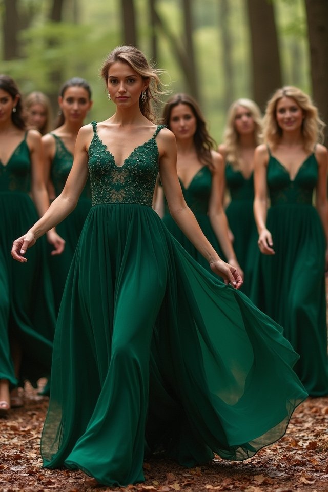 forest green wedding attire