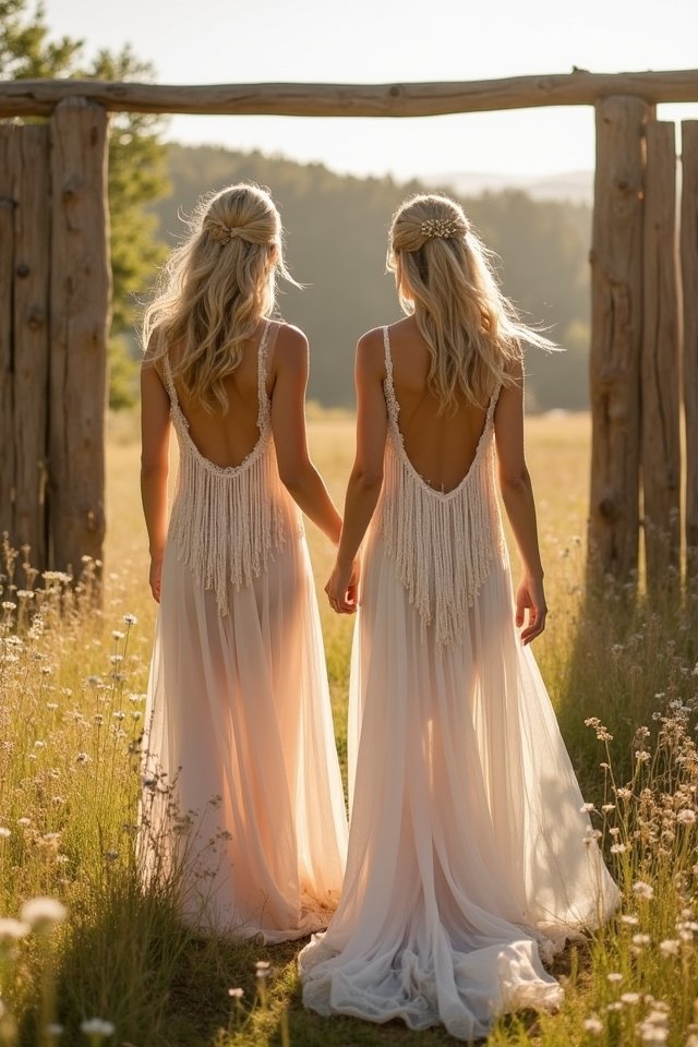 fringe embellished a line gown
