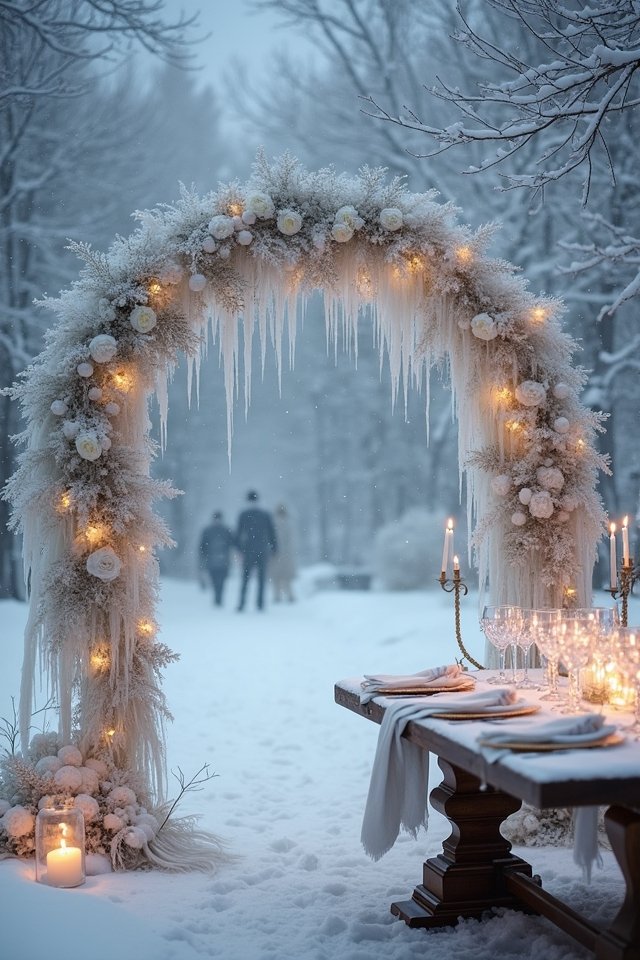 frosted winter wedding decor