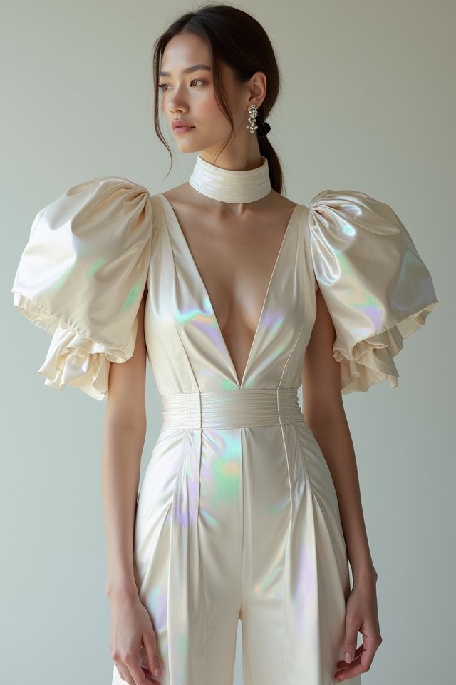 futuristic bridal jumpsuit elegance