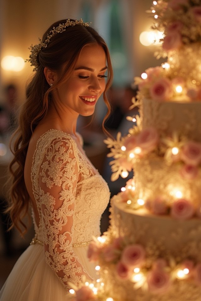 gazing at wedding cake