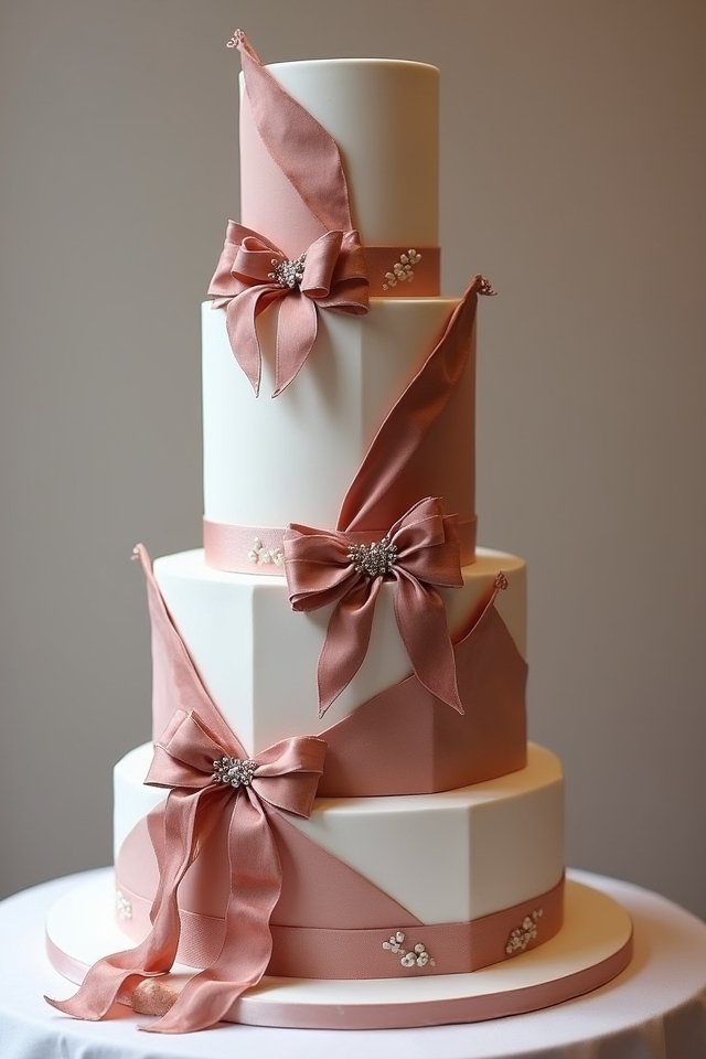 geometric cake with velvet accents