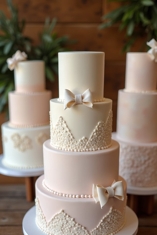 geometric cakes with bows