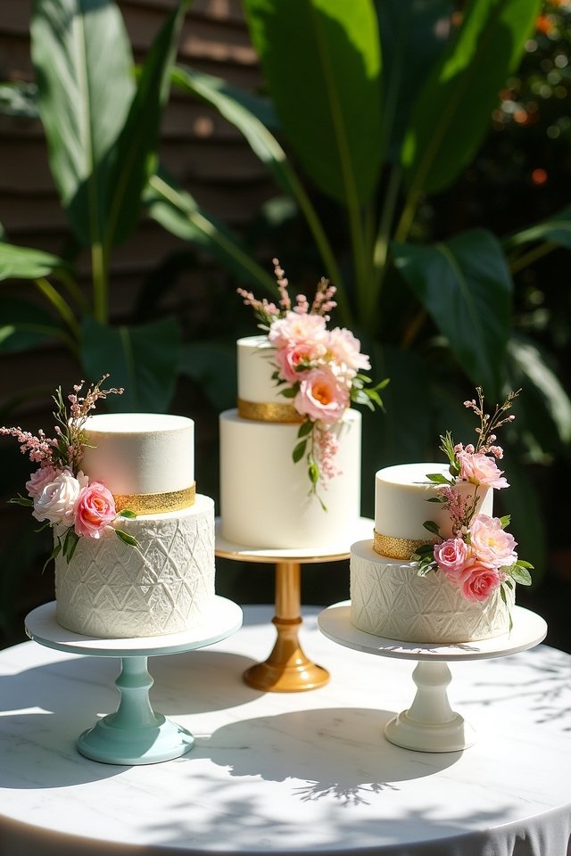 geometric floral wedding cakes