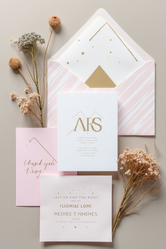geometric modern wedding invitations