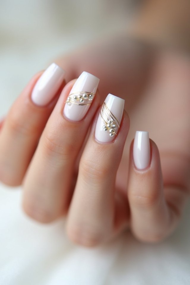 geometric pearl nail designs