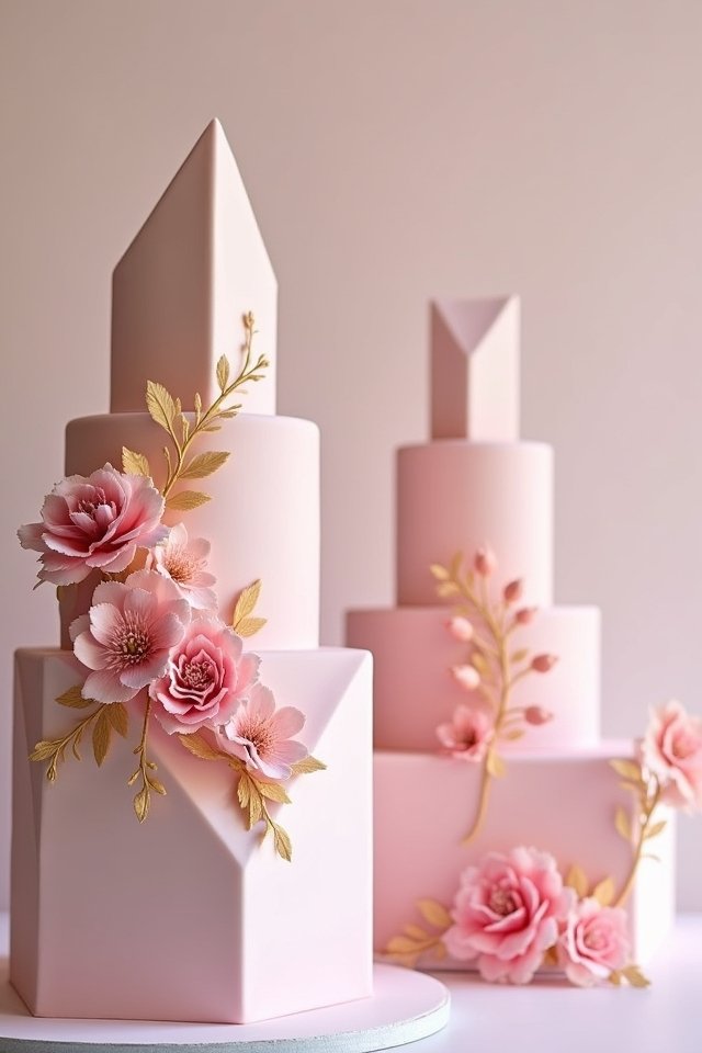 geometric pink wedding cake