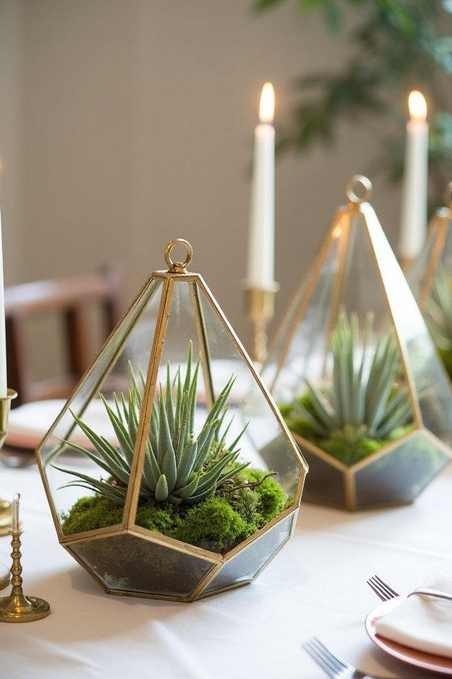 geometric terrarium table decor