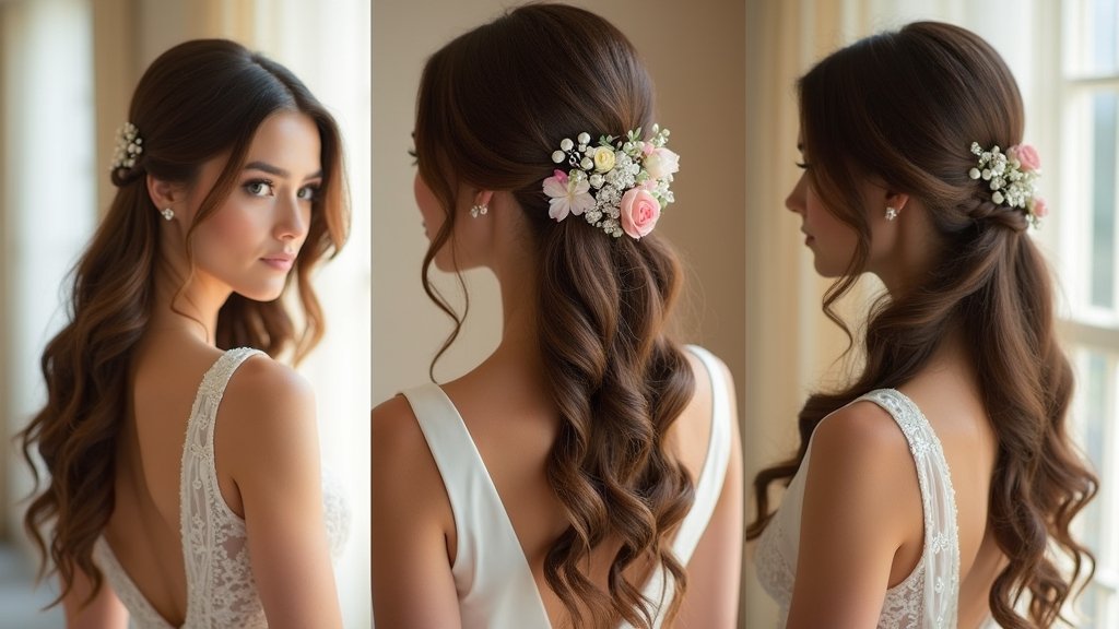glamorous bridal down hairstyles