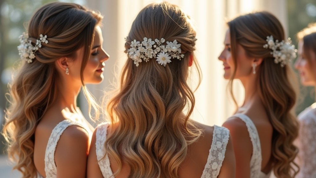 glamorous down hairstyles for brides