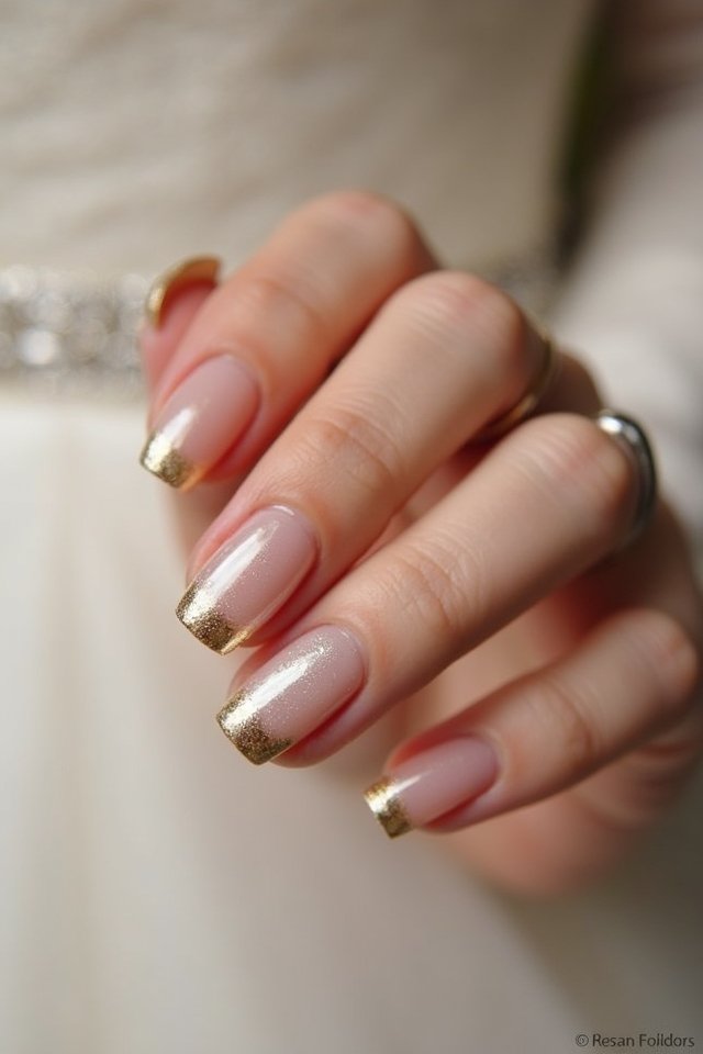 glamorous gold ombre nails