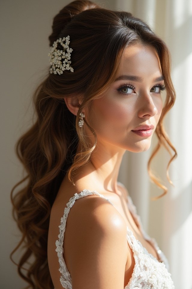 glamorous half up ponytail elegance