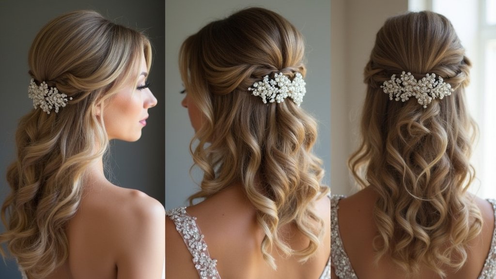 glamorous half up wedding hairstyles