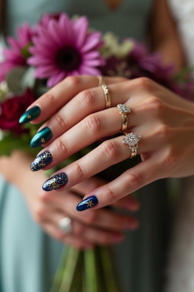 glamorous jewel toned nails