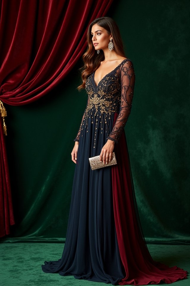 glamorous long sleeve maxi dresses