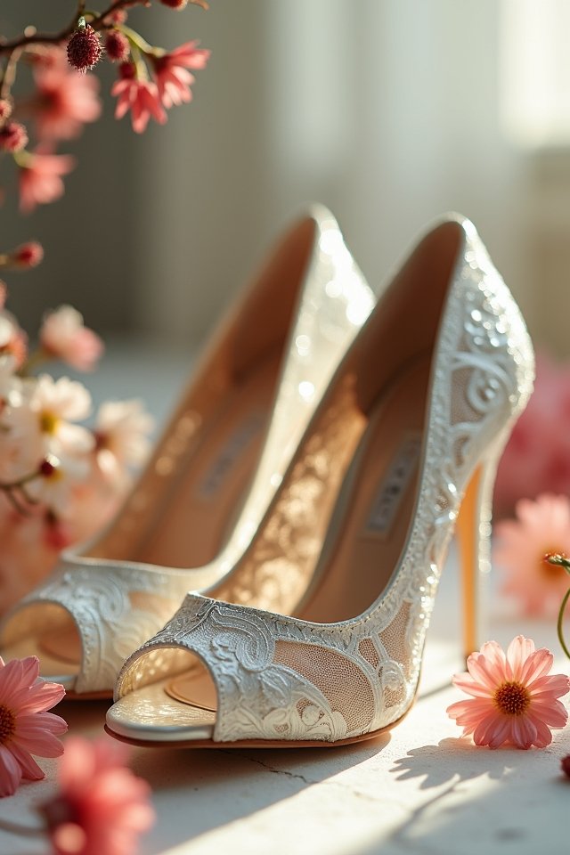 glamorous peep toe wedding heels