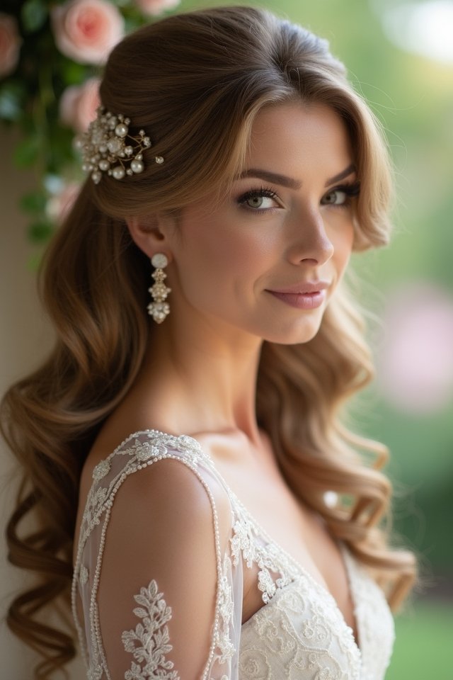 glamorous vintage wedding curls