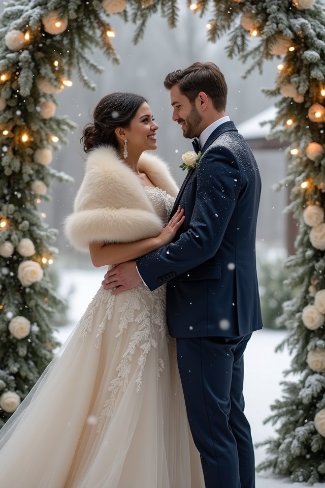 glamorous winter wedding accents