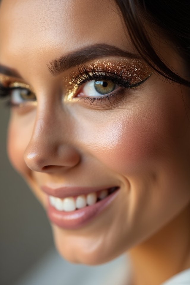 glittering gold eye makeup