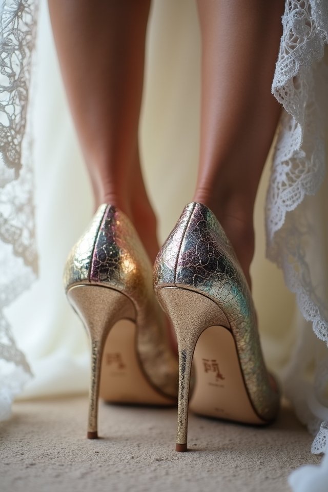 glittering metallic stiletto elegance
