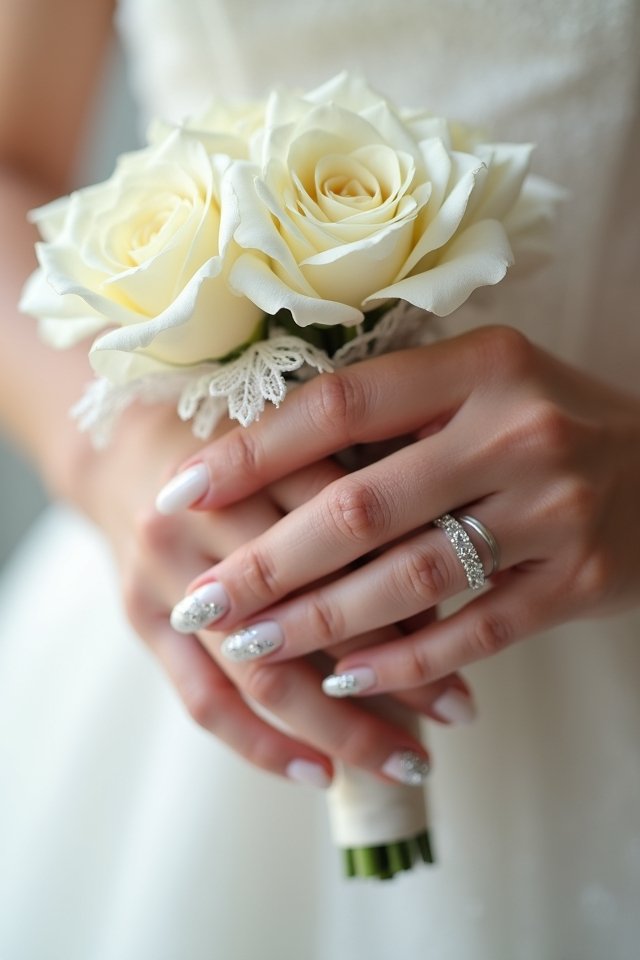 glittery wedding day nails