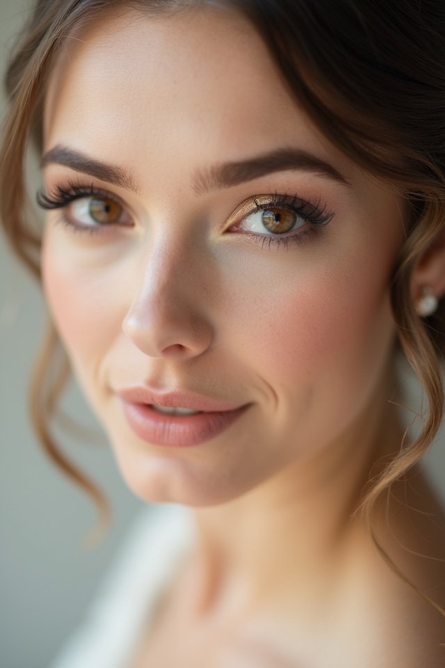 glossy nude wedding lips