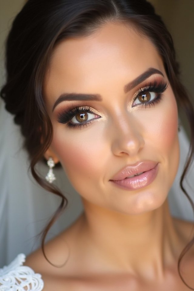 glossy nude wedding lips