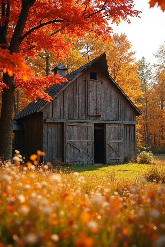 golden foliage barn wedding