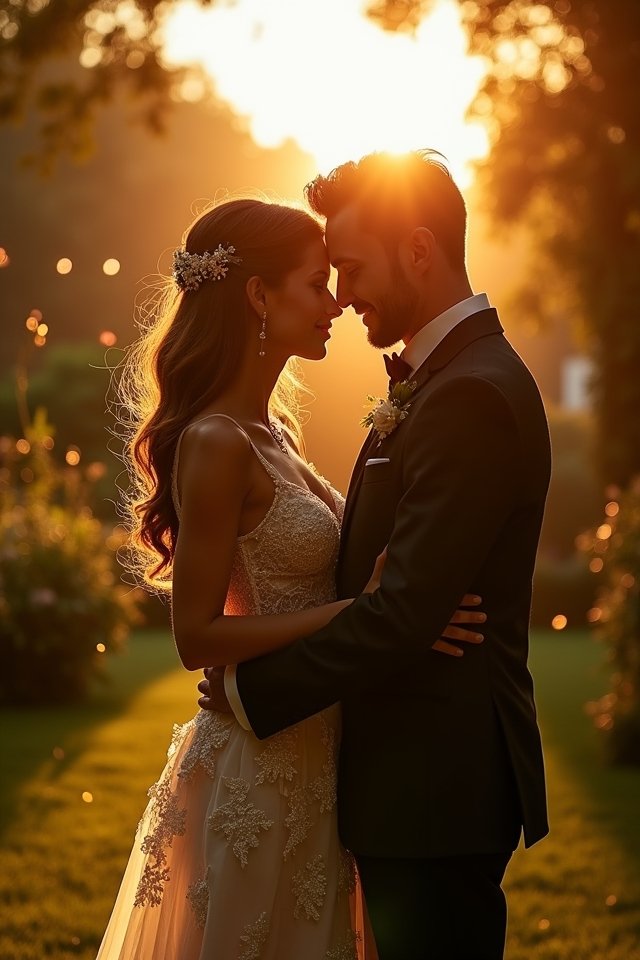 golden hour romantic embrace