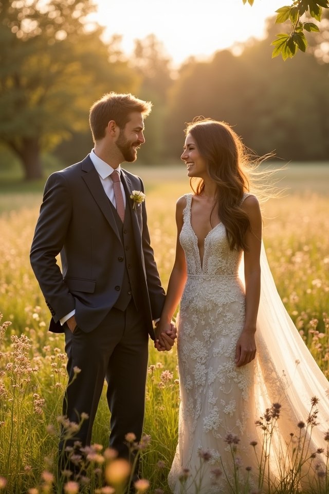 golden hour wedding photos