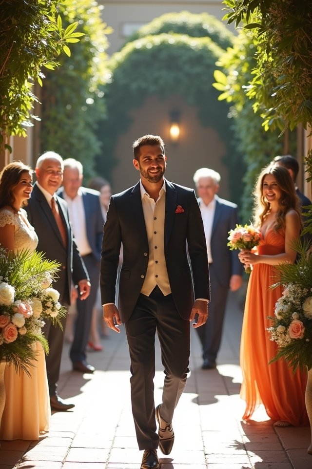 groom s confident arrival moments