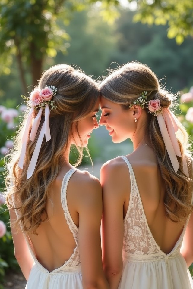 half up hairstyle with ribbons