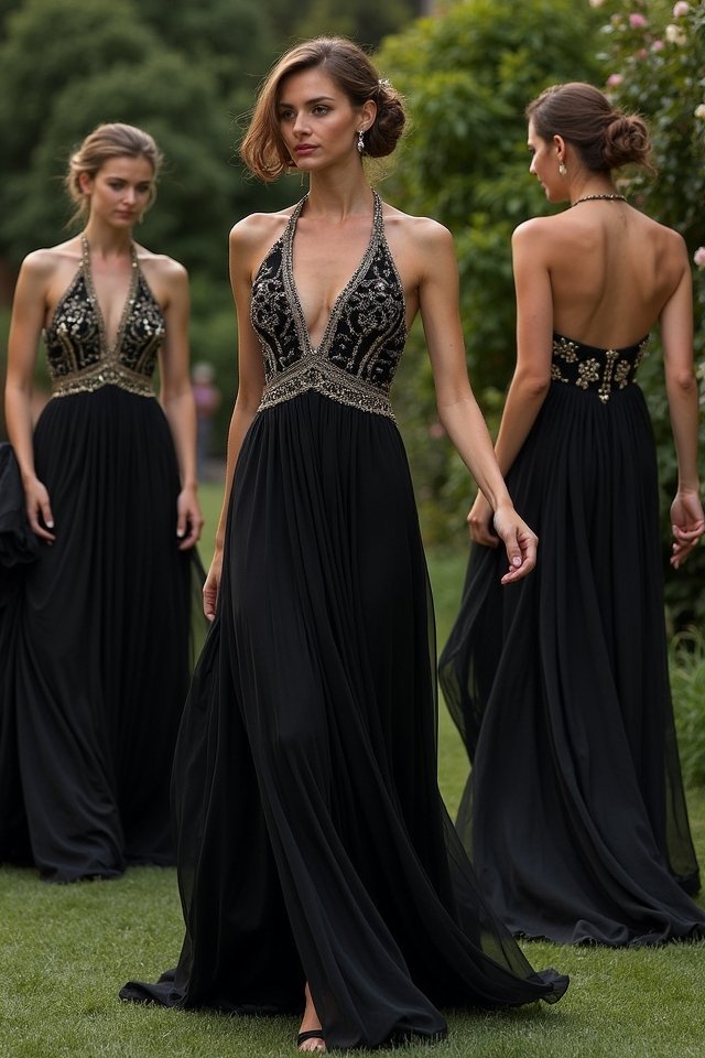 halter neck evening gown