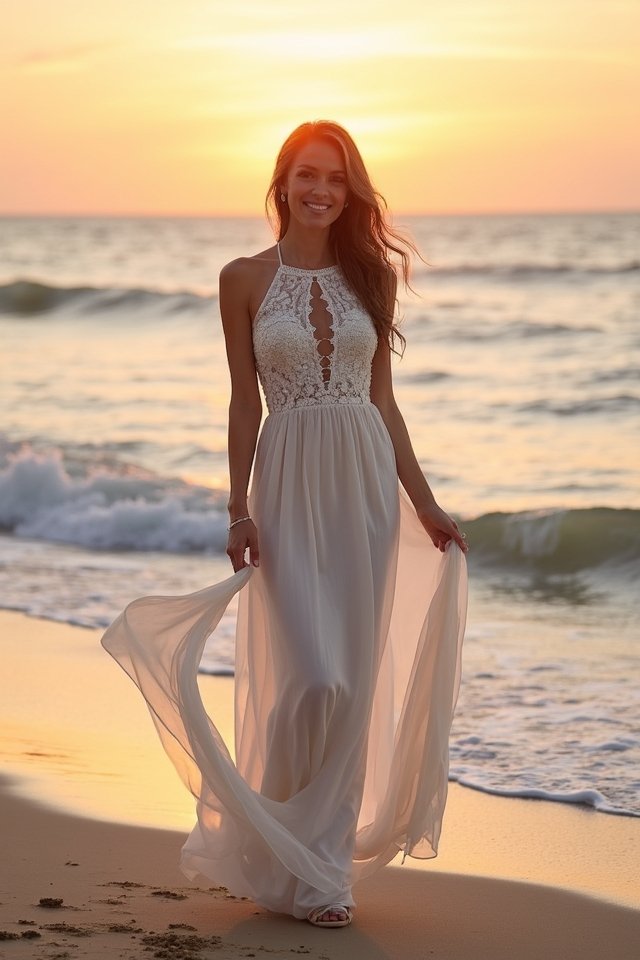 halter neckline beach wedding