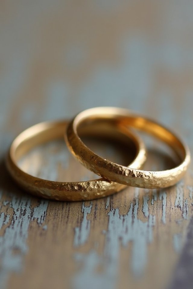 hammered finish gold ring