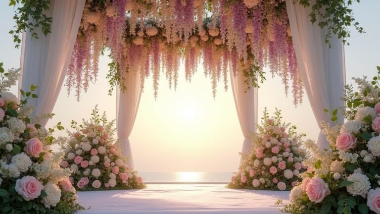 hanging flowers wedding altar