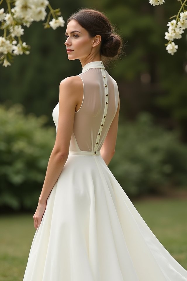 high neck bridal elegance