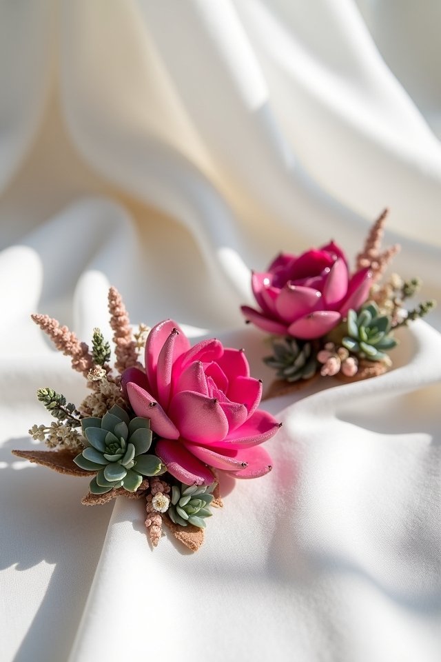 hot pink succulent arrangements