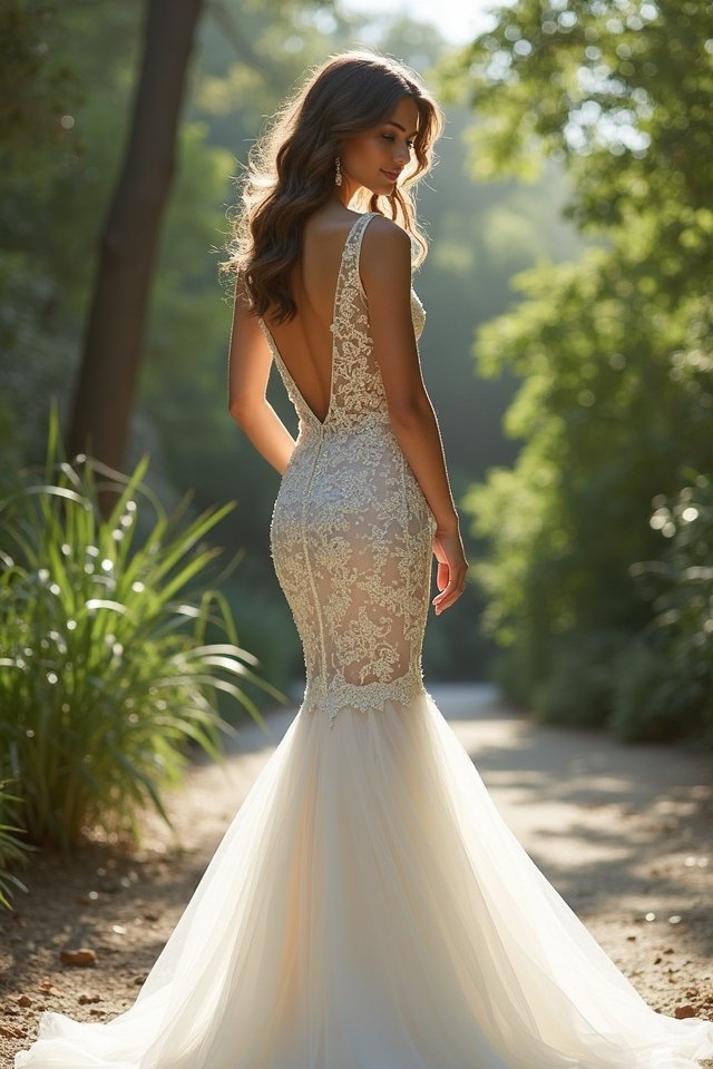 illusion neckline mermaid gown