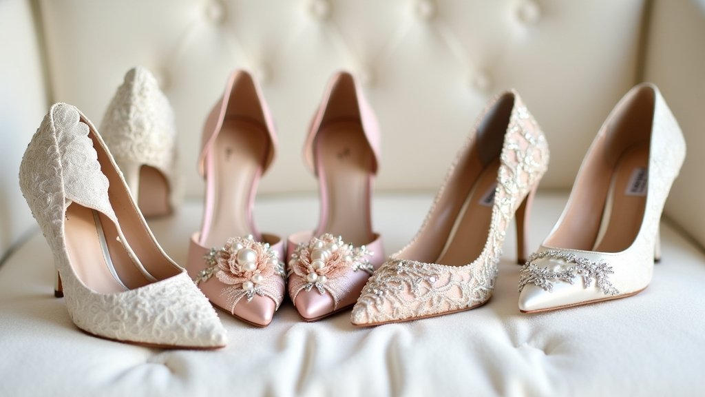 intricate bridal wedding shoes